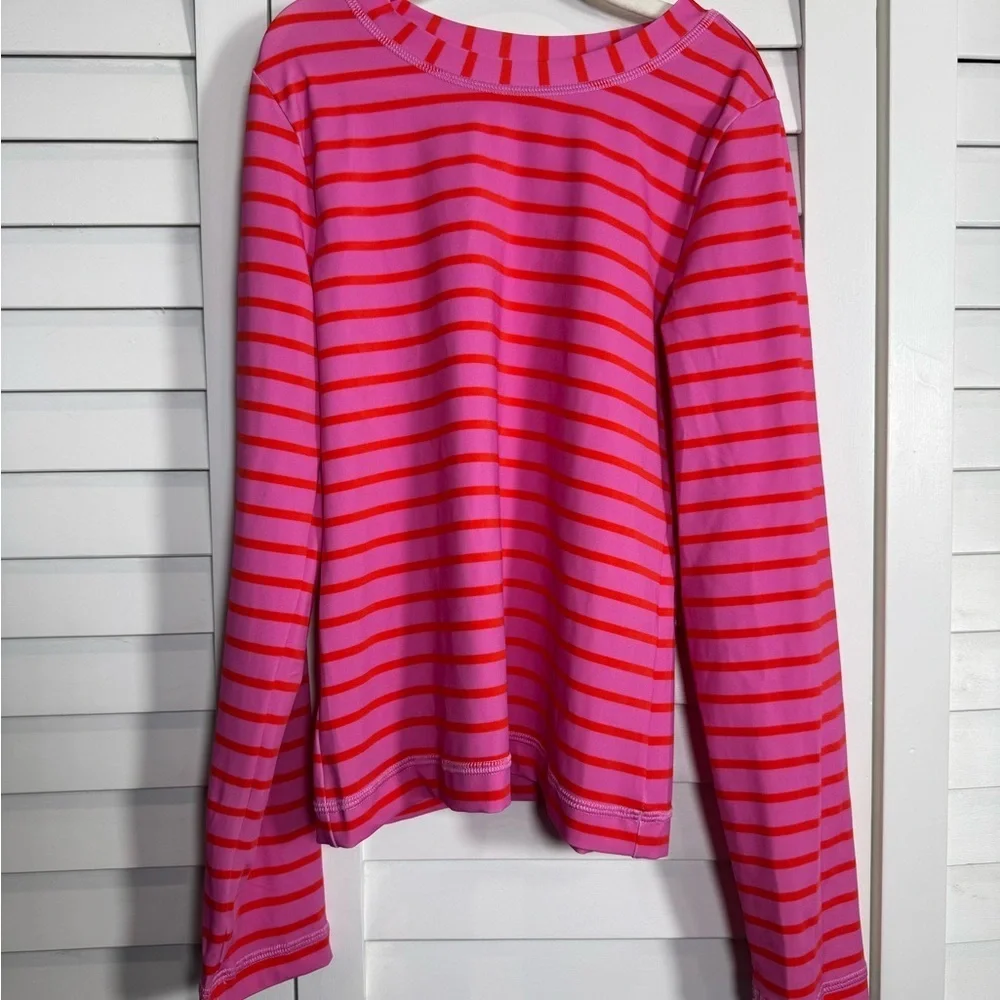 Hanna Andersson Pink and Red Striped Long Sleeve Shirt/Rash Guard Size 12